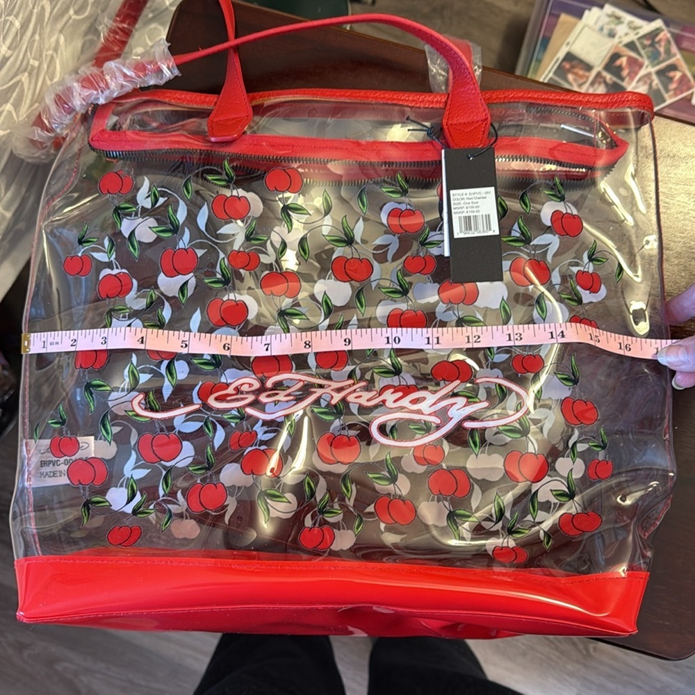 Ed Hardy Transparent Tote with Red Cherry Design - Picture 6 of 7